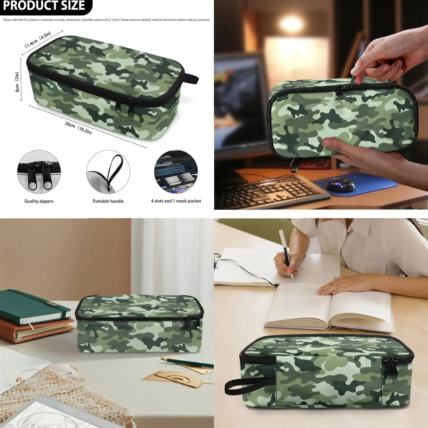 doginthehole Boys Camo Backpack 10-12 Years Old Green Camouflage Bookbag with Lunch Box Pencil Bag 3pcs Lightweight Boys School Bag Set for Elementary Middle School Casual Hiking Daypacks