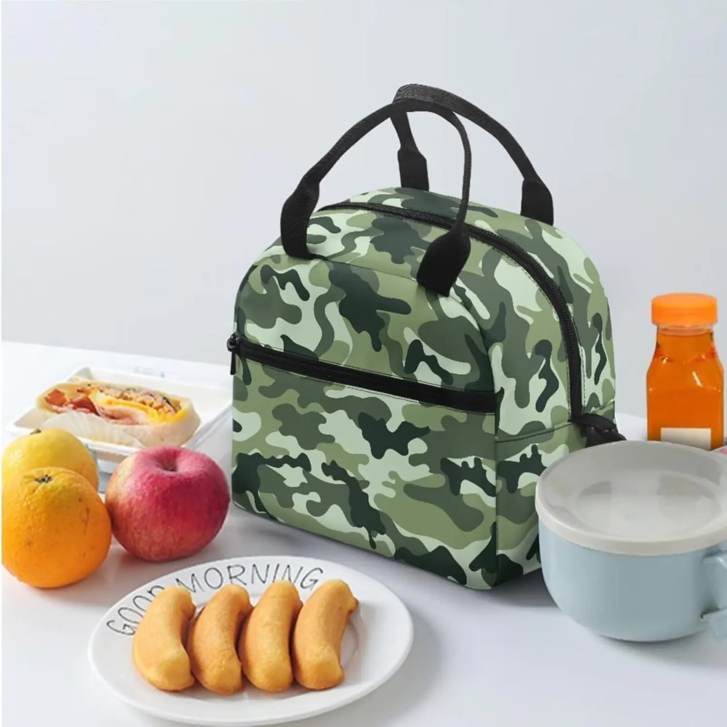 doginthehole Boys Camo Backpack 10-12 Years Old Green Camouflage Bookbag with Lunch Box Pencil Bag 3pcs Lightweight Boys School Bag Set for Elementary Middle School Casual Hiking Daypacks