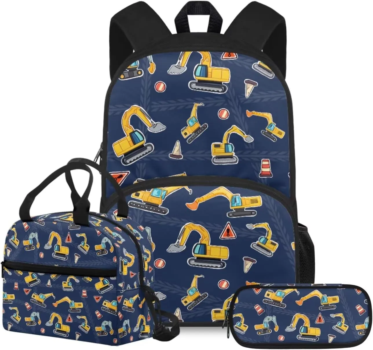 doginthehole Cartoon Digger Backpack for Boys Lightweight Kids Bookbag and Lunch Box Set 3-in-1 15inch School Bag for Boys 4-5 for Preschool Elementary School Casual Travel Book Bags