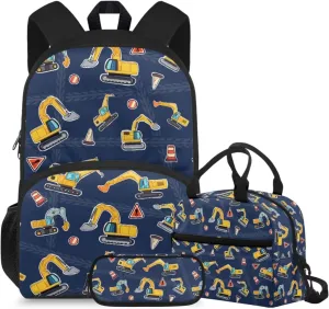 doginthehole Cartoon Digger Backpack for Boys Lightweight Kids Bookbag and Lunch Box Set 3-in-1 15inch School Bag for Boys 4-5 for Preschool Elementary School Casual Travel Book Bags