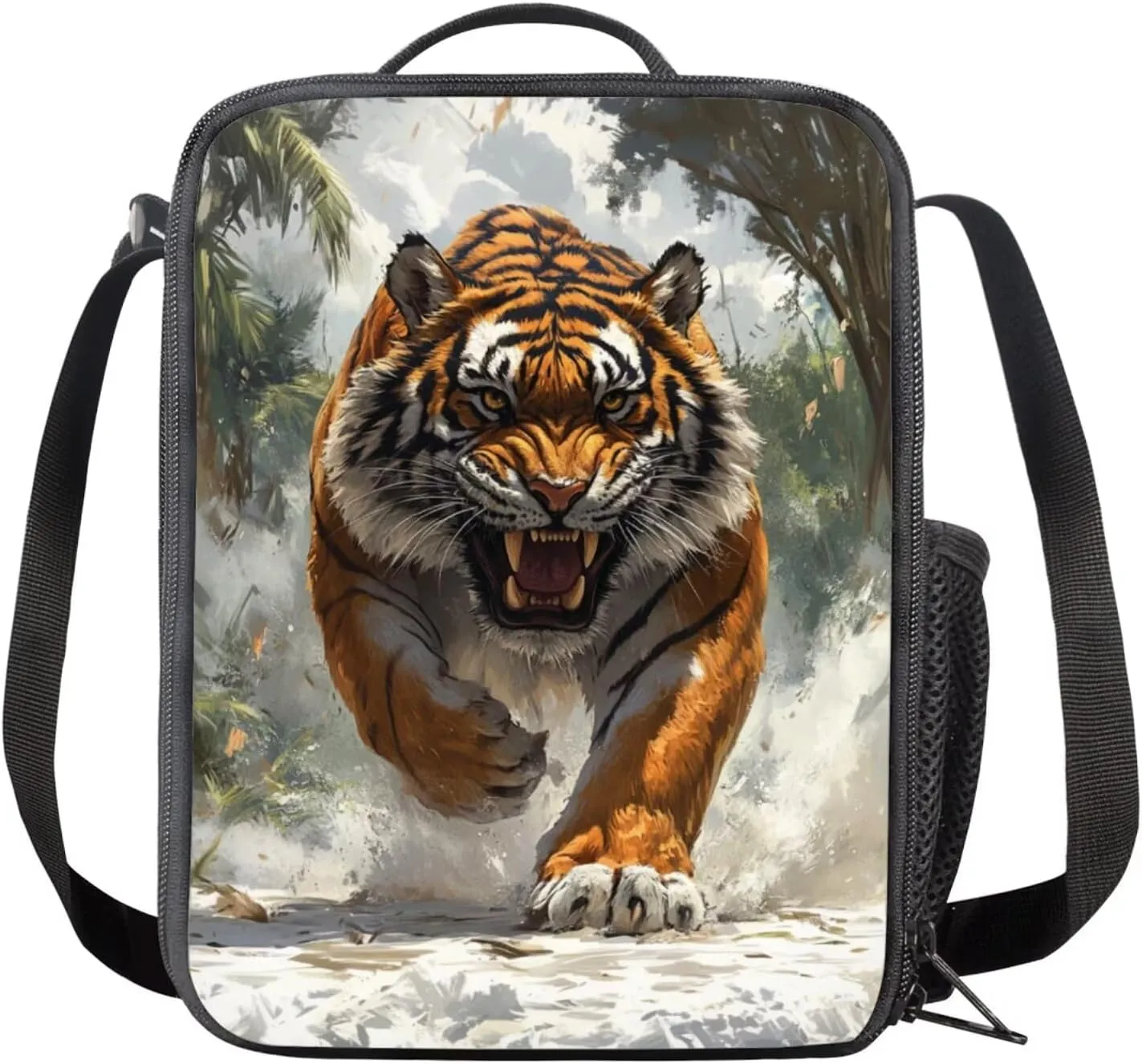 doginthehole Cool Tigers Backpack for Kids 15inch Bookbag and Lunch Box Set for Boys 3pcs Lightweight Boys School Bags 9-10 Years for Elementary School Casual Hiking Daypacks