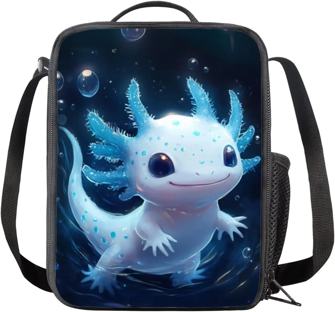 doginthehole Cute Blue Axolotl Backpack for Boys 3pcs 17inch Kids Bookbag with Lunch Box Set Lightweight School Bag for Boys 6-7 for Preschool Elementary School Casual Travel Daypack Rucksack