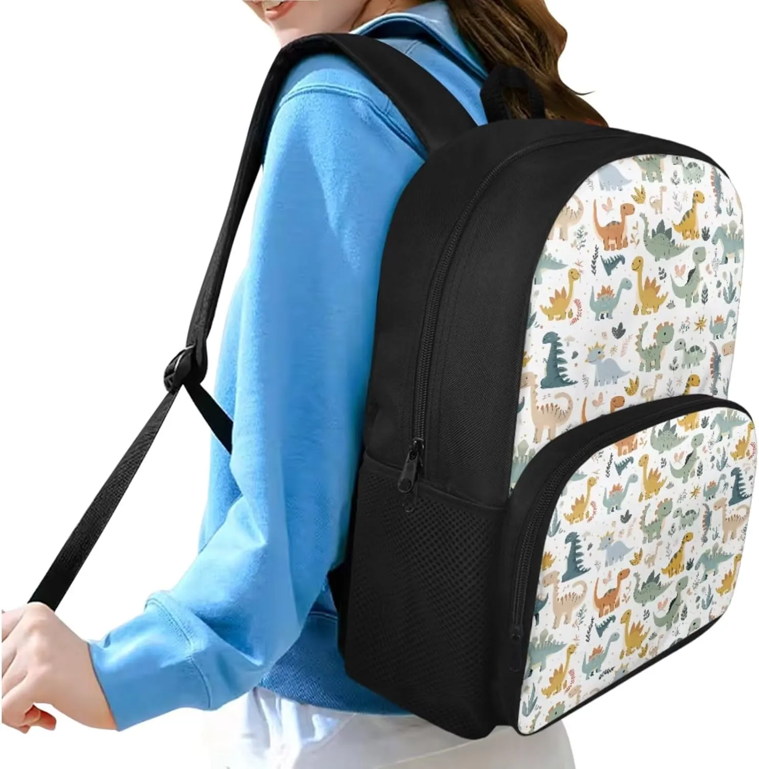 doginthehole Cute Cartoon Dinosaur Backpack for Boys Lightweight Kids Bookbag with Lunch Box Set 3 Piece Boys School Bag for Boys 5-6 for Preschool Elementary School Casual Travel Book Bags