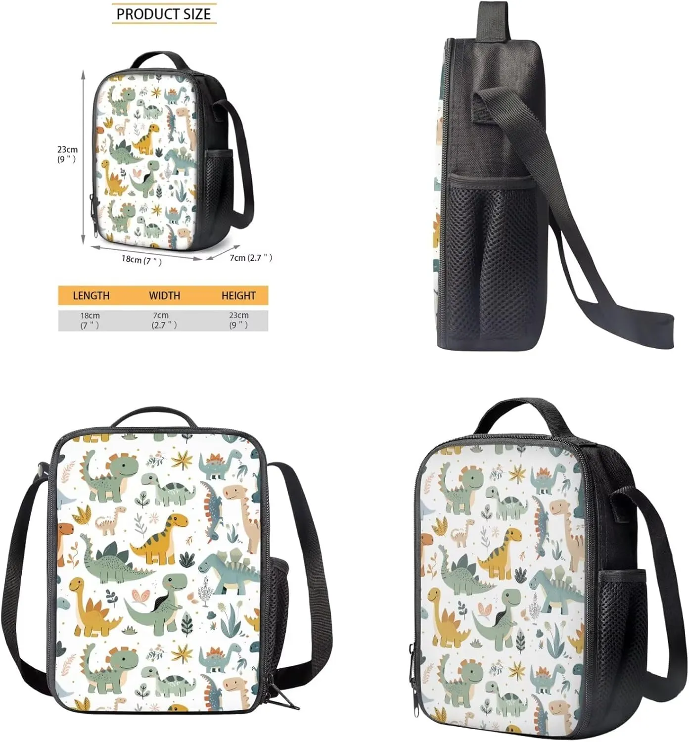 doginthehole Cute Cartoon Dinosaur Backpack for Boys Lightweight Kids Bookbag with Lunch Box Set 3 Piece Boys School Bag for Boys 5-6 for Preschool Elementary School Casual Travel Book Bags