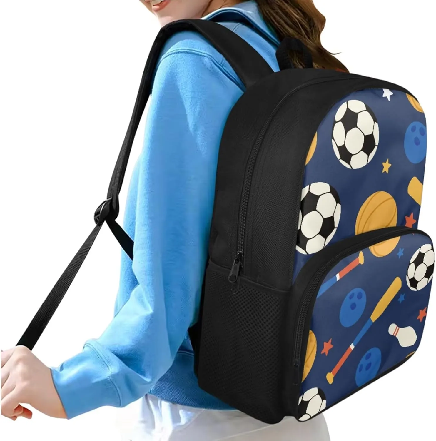 doginthehole Soccer Backpack for Boys 6-8 Lightweight Bookbag for Boys with Lunch Box 3pcs Basketball Baseball Print Boys School Bag Set for Preschool Elementary School Casual Travel Book Bags