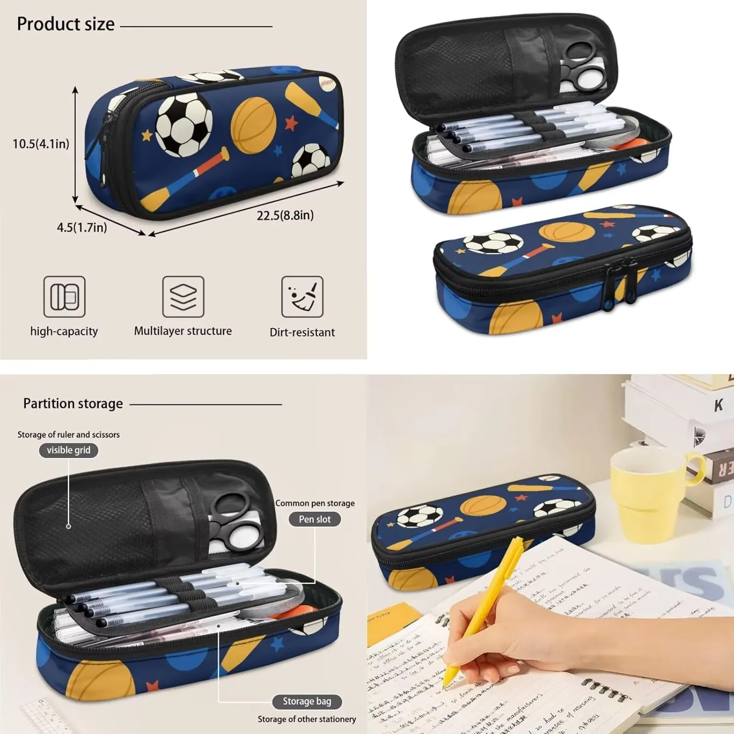 doginthehole Soccer Backpack for Boys 6-8 Lightweight Bookbag for Boys with Lunch Box 3pcs Basketball Baseball Print Boys School Bag Set for Preschool Elementary School Casual Travel Book Bags