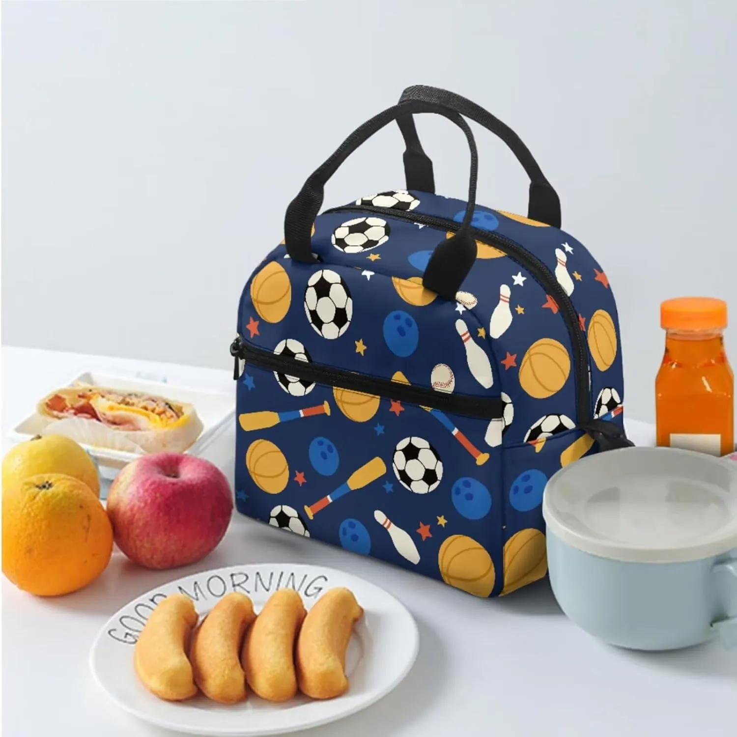 doginthehole Soccer Backpack for Boys 6-8 Lightweight Bookbag for Boys with Lunch Box 3pcs Basketball Baseball Print Boys School Bag Set for Preschool Elementary School Casual Travel Book Bags
