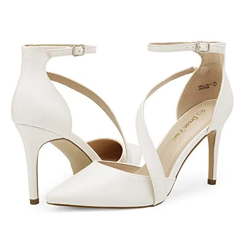 DREAM PAIRS Women's Silver Glitter High Heel Pointed Toe Stiletto Ankle Strap Dress Pumps Shoes Size 5 M US Hollyn-1