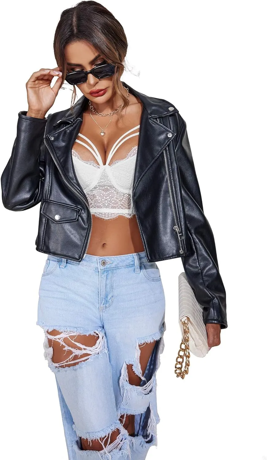 ELESOL Lace Bralette for Women V Neck Camisoles Adjustable Strap Two Layer Crop Top Bustier Tops Camisoles & Tanks