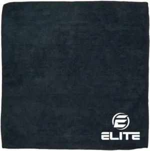 ELITE Microfiber Bowling Ball Towel | Bowling Towel to Wipe Off Balls | Black Cleaning Towel to Remove Oil, Dirt, and Debris | Long-Lasting and Absorbent | 16 x 16