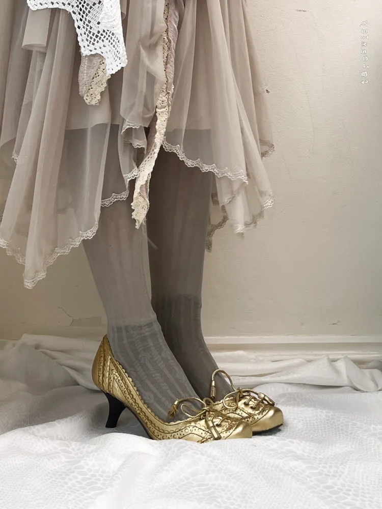   eu38 lace up gold heels