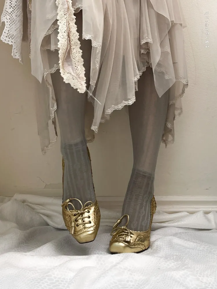   eu38 lace up gold heels