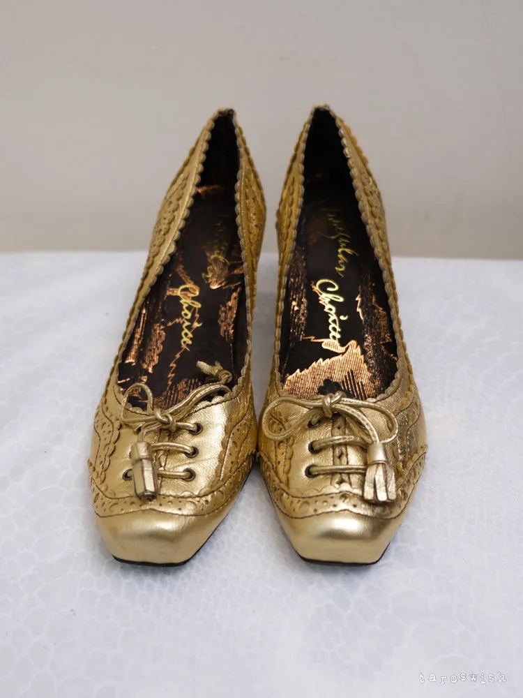  eu38 lace up gold heels