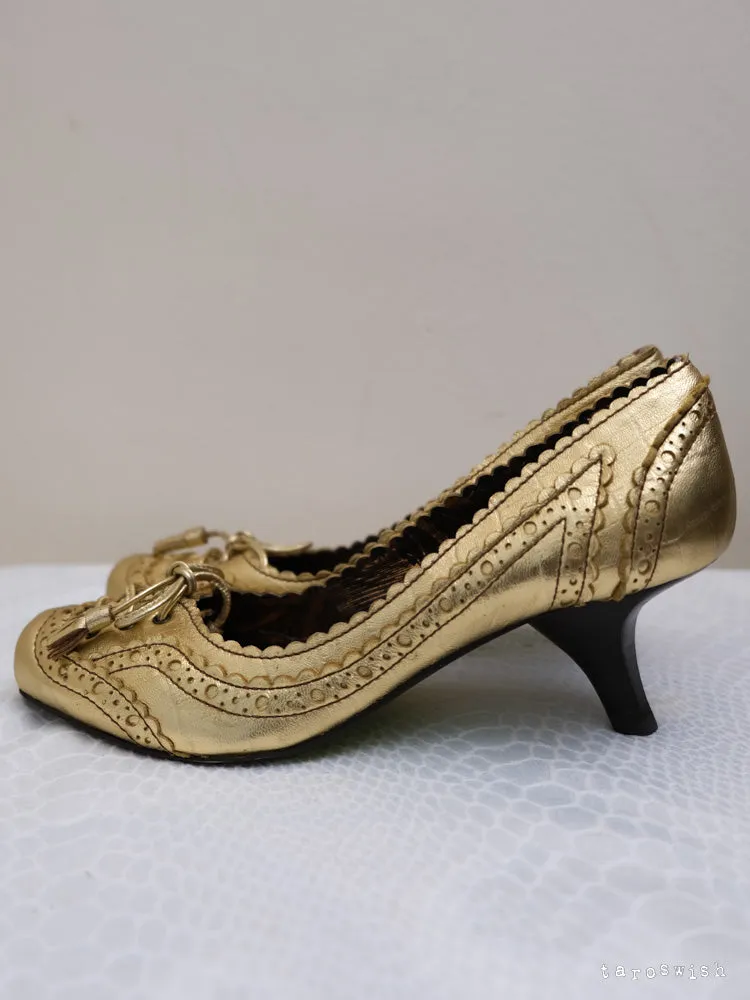   eu38 lace up gold heels