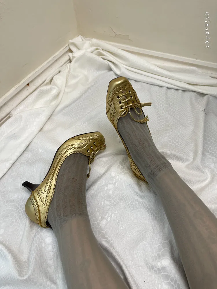   eu38 lace up gold heels