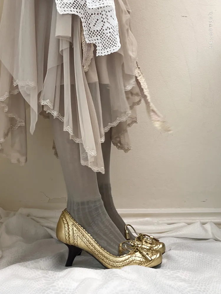   eu38 lace up gold heels