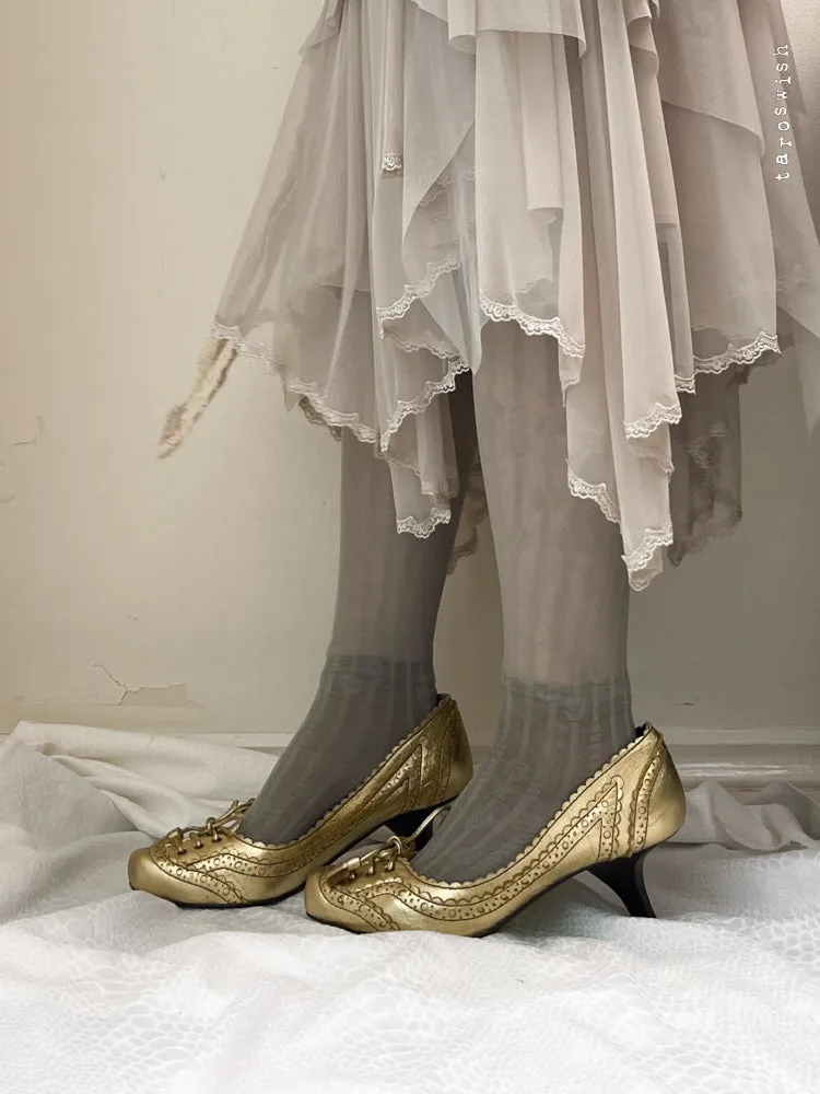   eu38 lace up gold heels