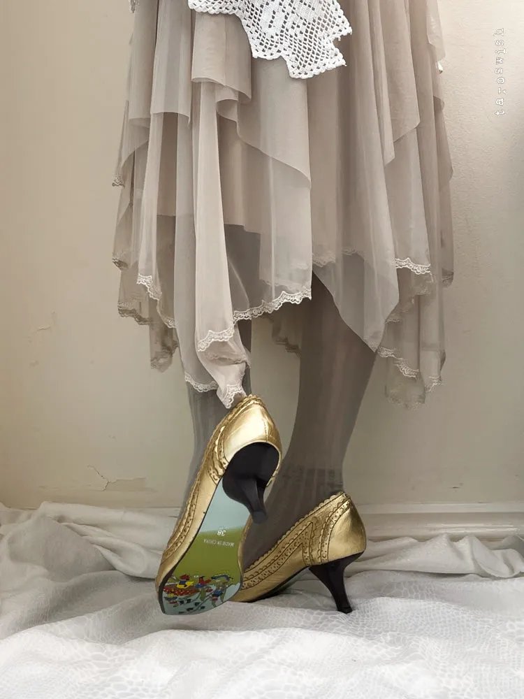   eu38 lace up gold heels
