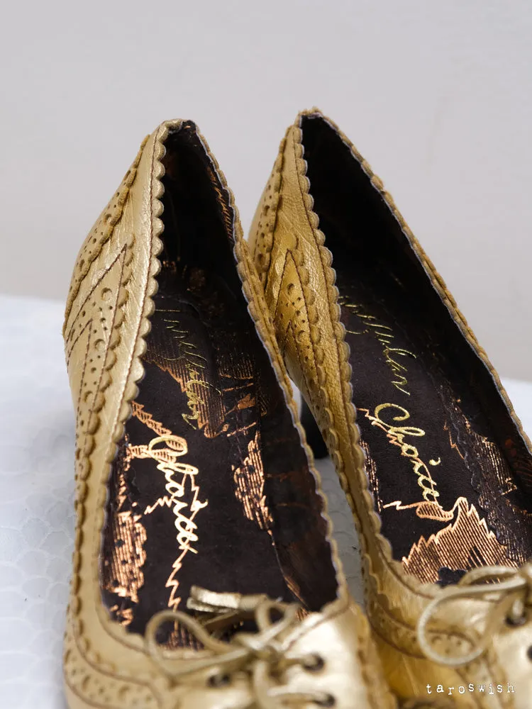   eu38 lace up gold heels