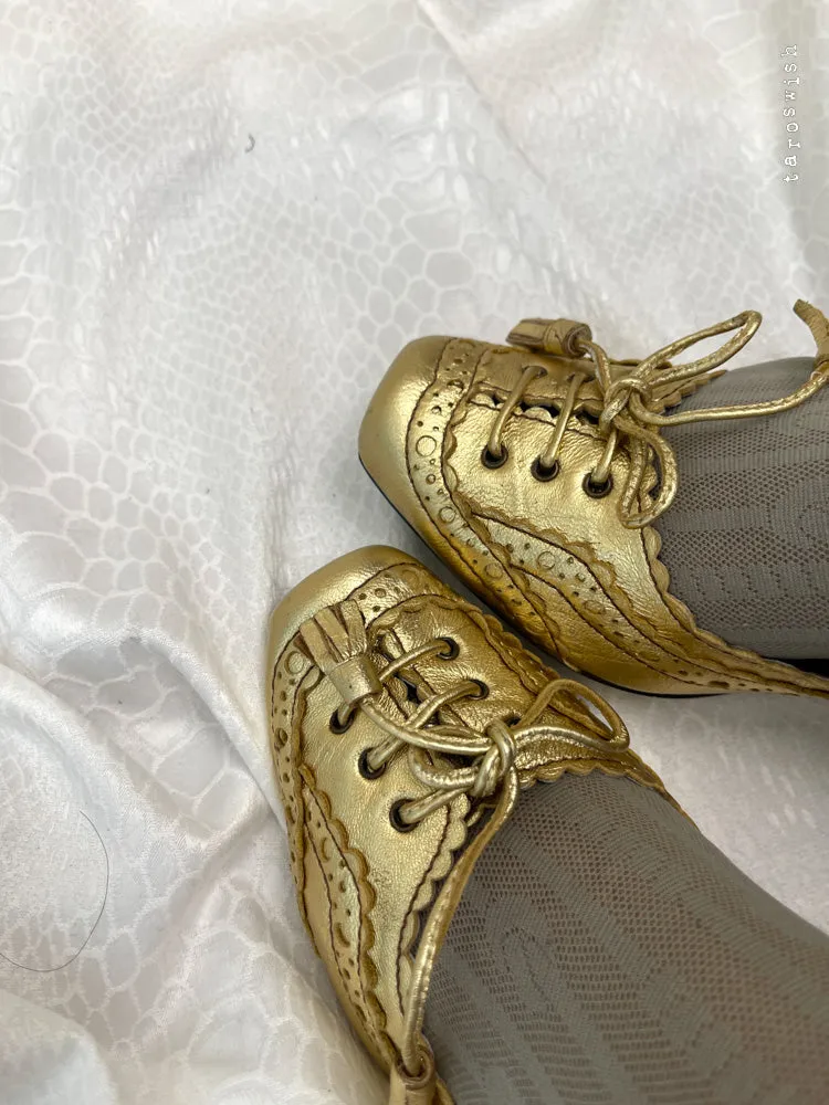   eu38 lace up gold heels