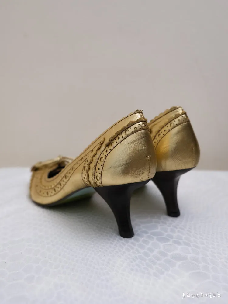   eu38 lace up gold heels