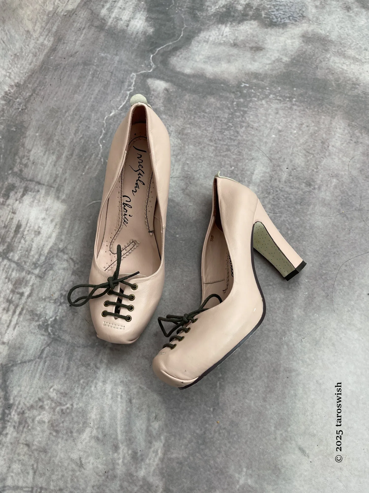eu40.5 real leather lace up ballet heels irregular choice