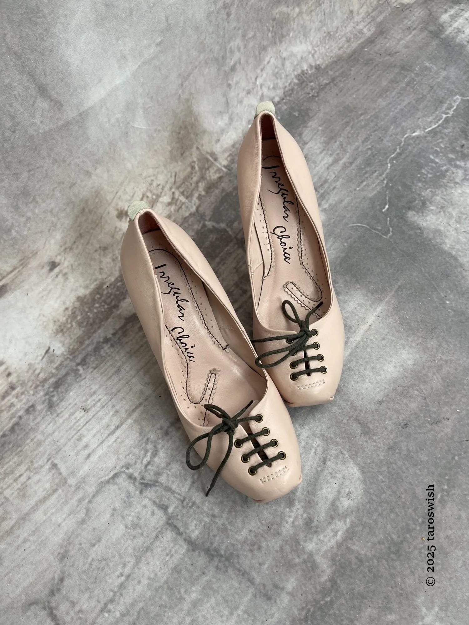 eu40.5 real leather lace up ballet heels irregular choice
