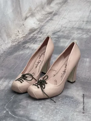 eu40.5 real leather lace up ballet heels irregular choice