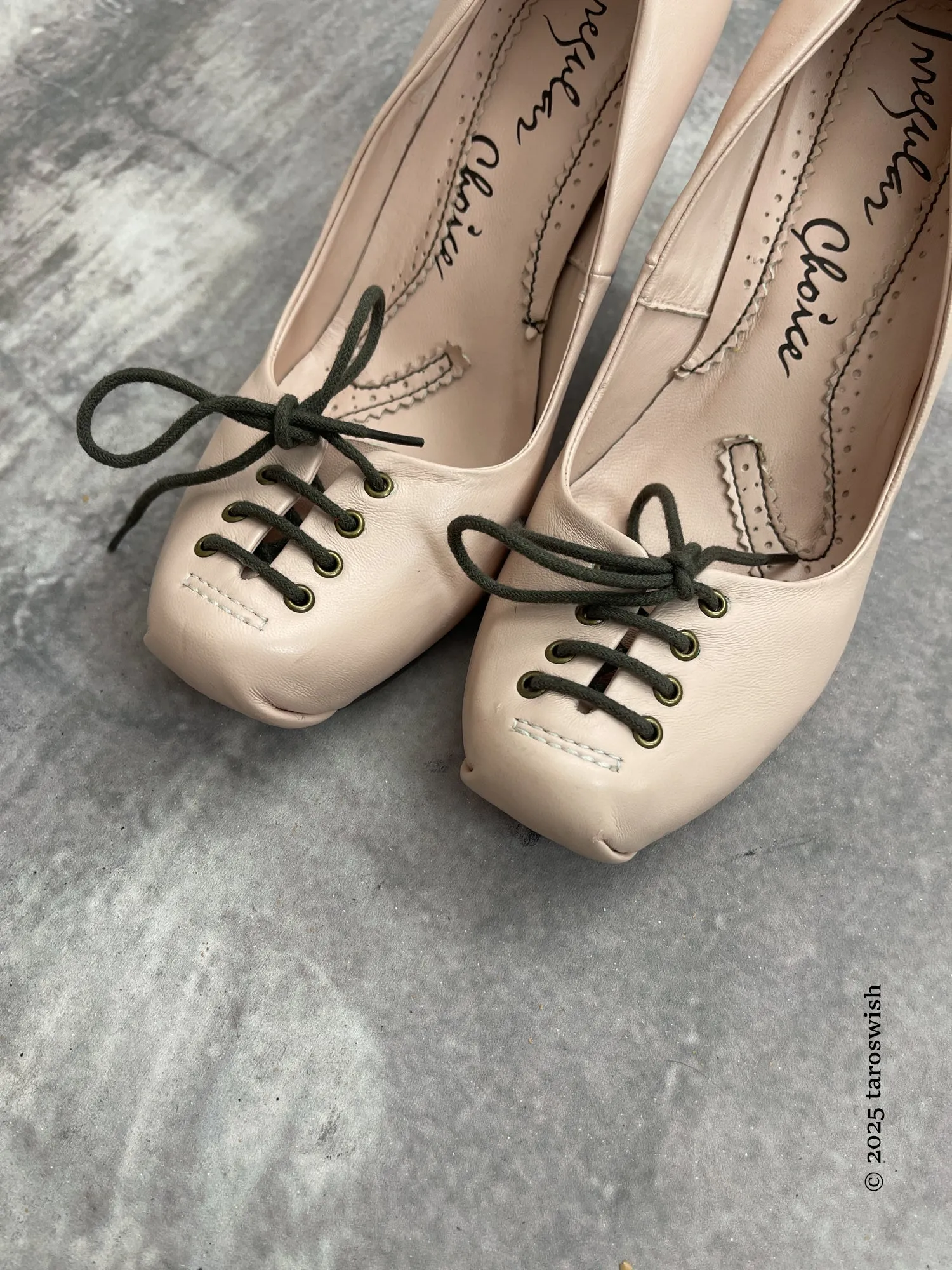 eu40.5 real leather lace up ballet heels irregular choice