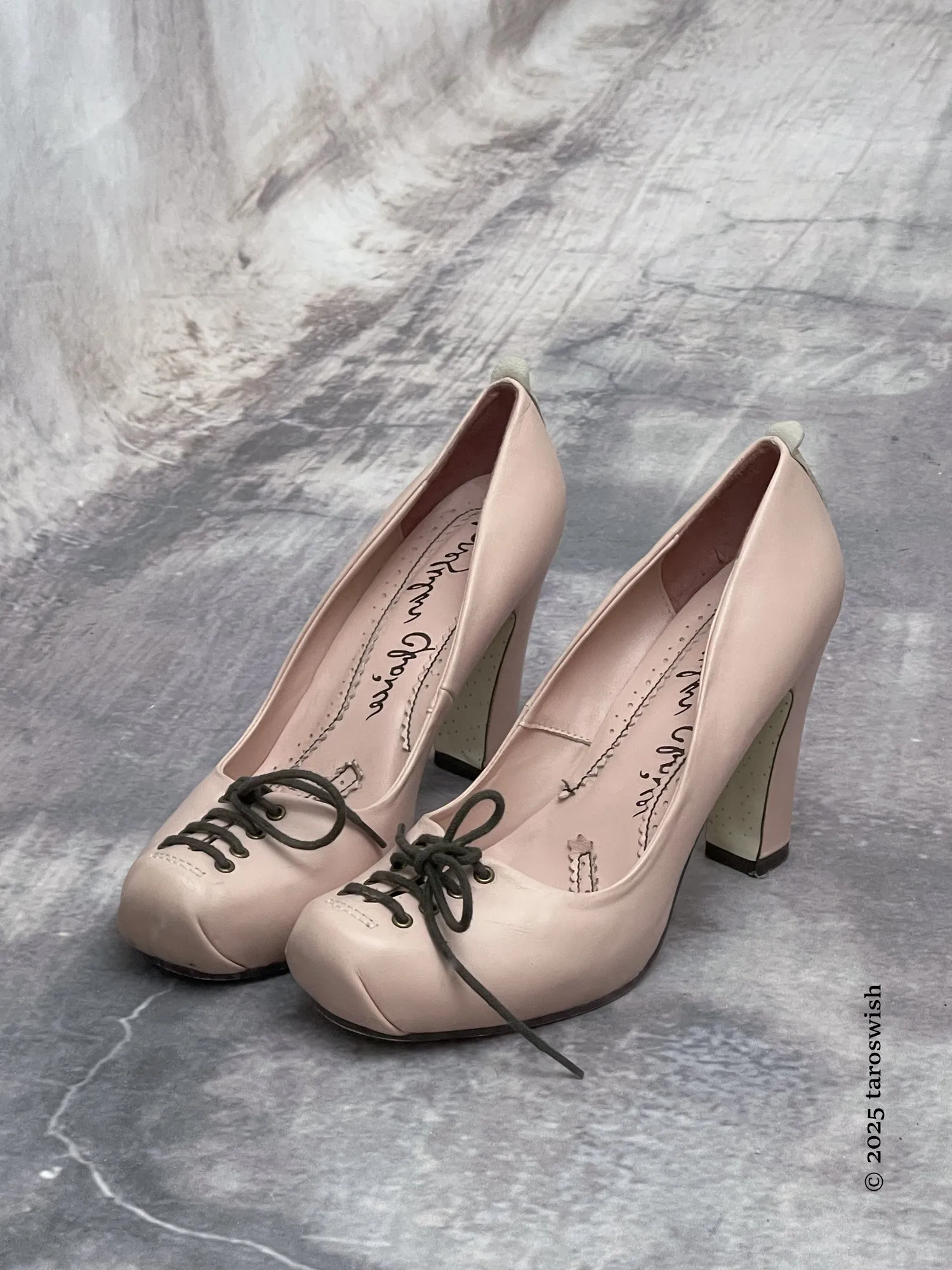 eu40.5 real leather lace up ballet heels irregular choice