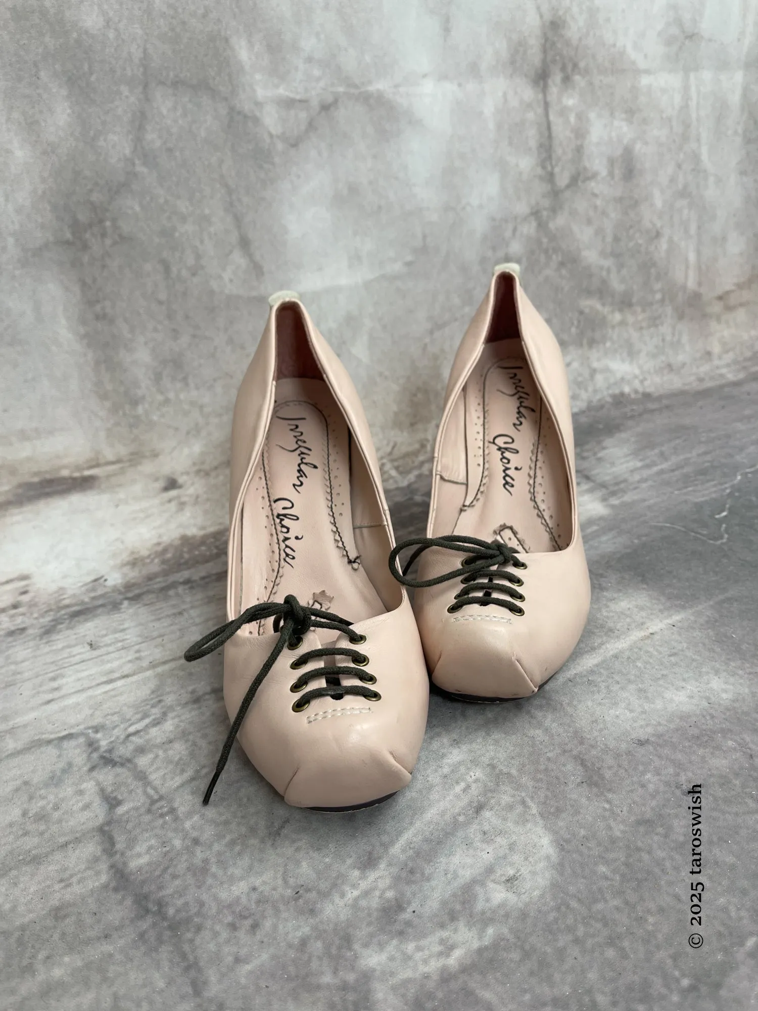 eu40.5 real leather lace up ballet heels irregular choice