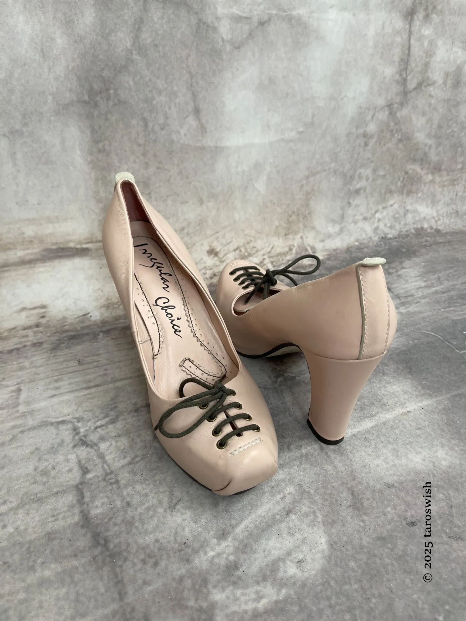 eu40.5 real leather lace up ballet heels irregular choice