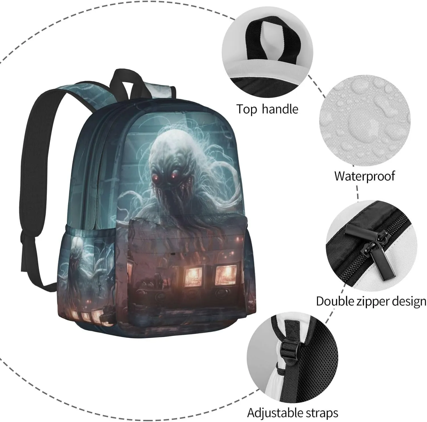 Fantasy Unisex Backpack Daypack With Adjustable Padded Straps Big Capacity Travel Laptop Backpacks, Black3