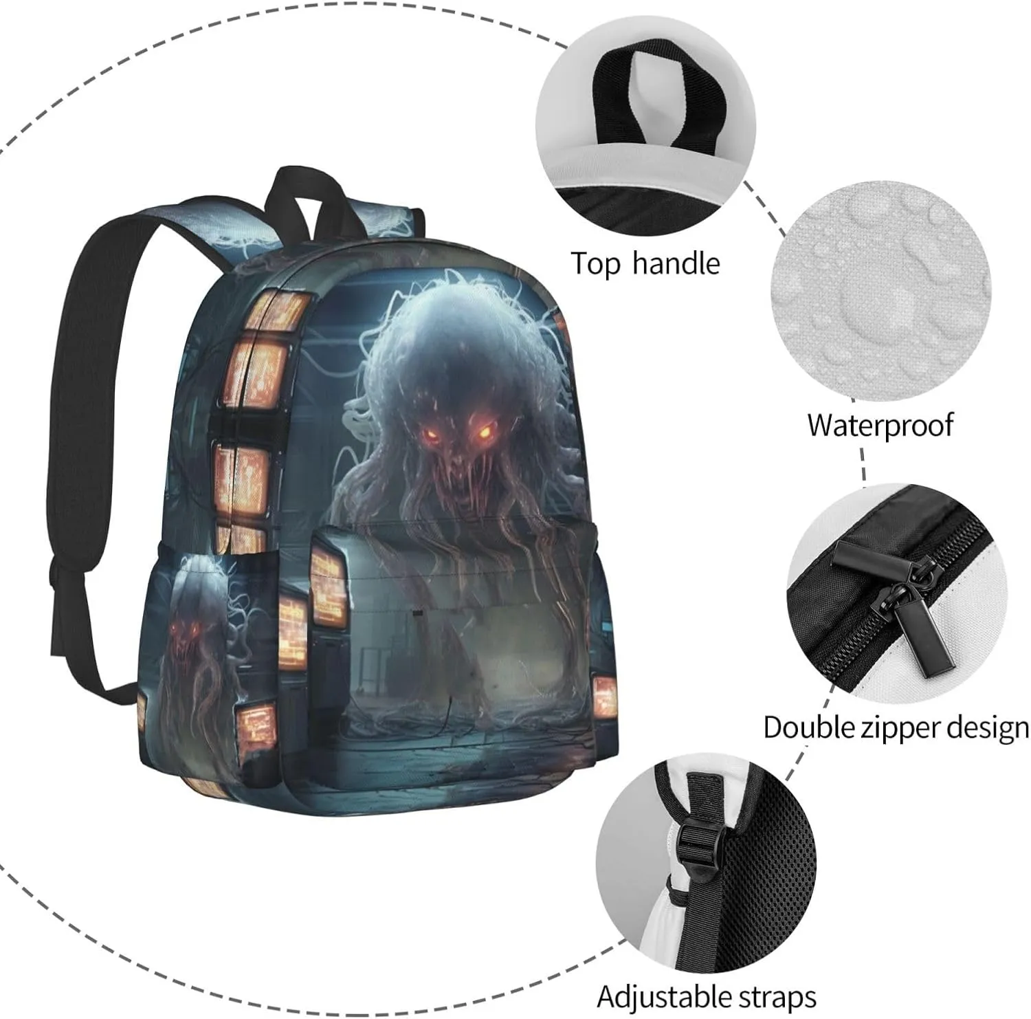 Fantasy Unisex Backpack Daypack With Adjustable Padded Straps Big Capacity Travel Laptop Backpacks, Black5