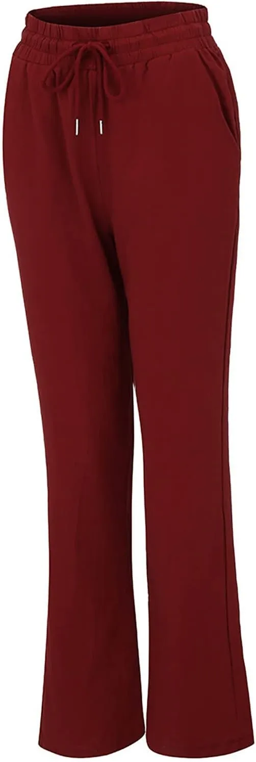 fartey Linen Pants Women Summer Casual Straight Leg Pants Drawstring Elastic High Waist Loose Comfy Trousers with Pockets