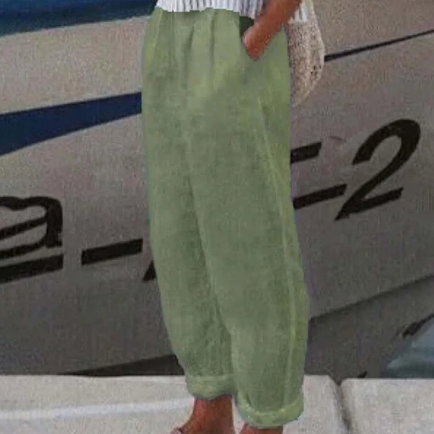Firzero High Waisted Linen Pants Women Summer High Waist Comfy Pants Lightweight Loose Fit Lounge Trousers with Pocket 2024