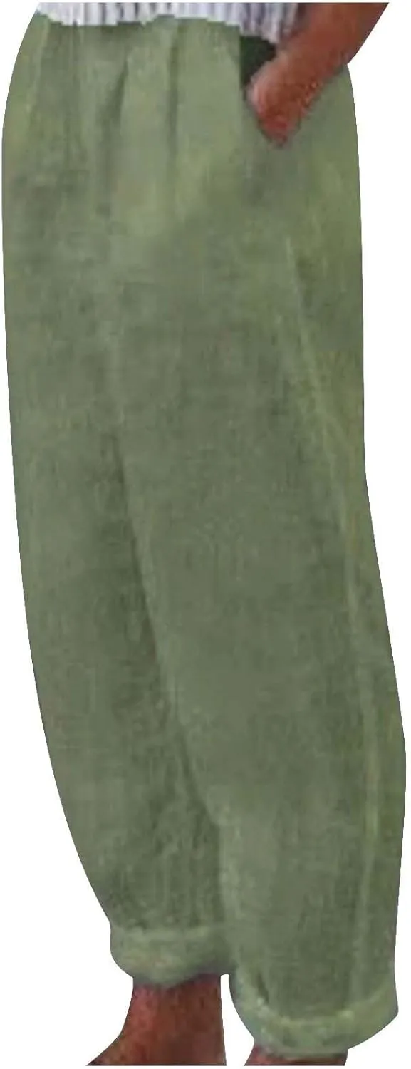 Firzero High Waisted Linen Pants Women Summer High Waist Comfy Pants Lightweight Loose Fit Lounge Trousers with Pocket 2024