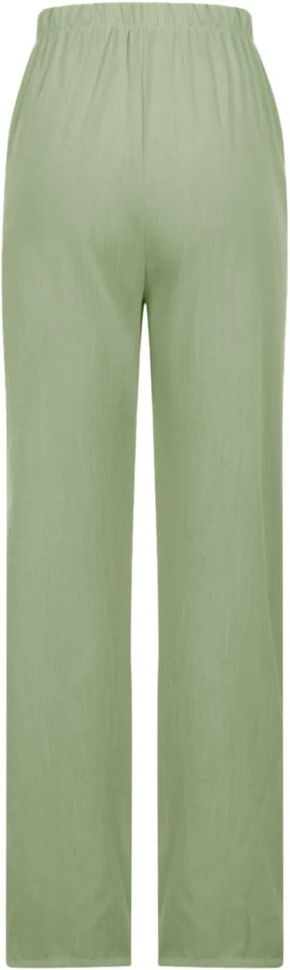 Firzero High Waisted Linen Pants Women Summer High Waist Comfy Pants Lightweight Loose Fit Lounge Trousers with Pocket 2024