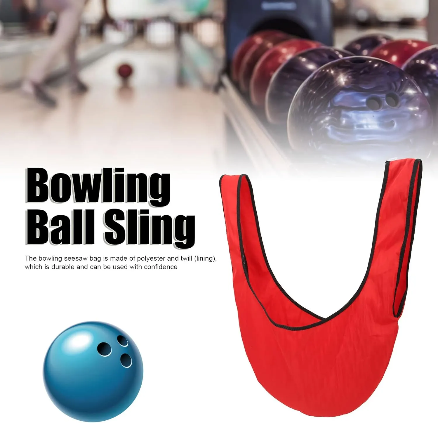 FLEXMAN Bowling Seesaw Bag, 60cm Length Twill Lining Portable Bowling Ball Sling with a Handle, Hand Carry Bowling Seesaw Bag for Storage Bowling Ball