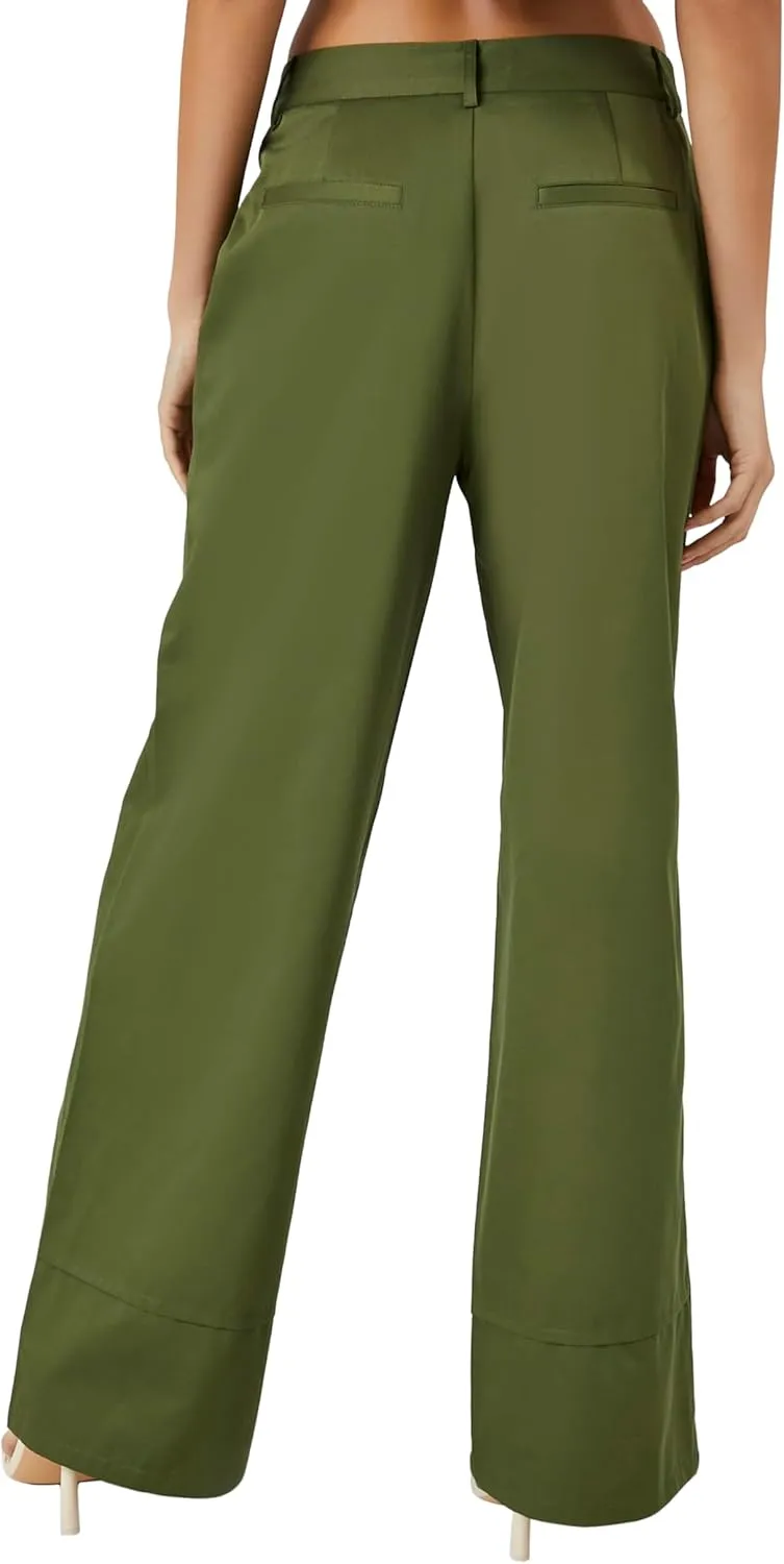 Forever 21 womens Button-hem Wide-leg Pants