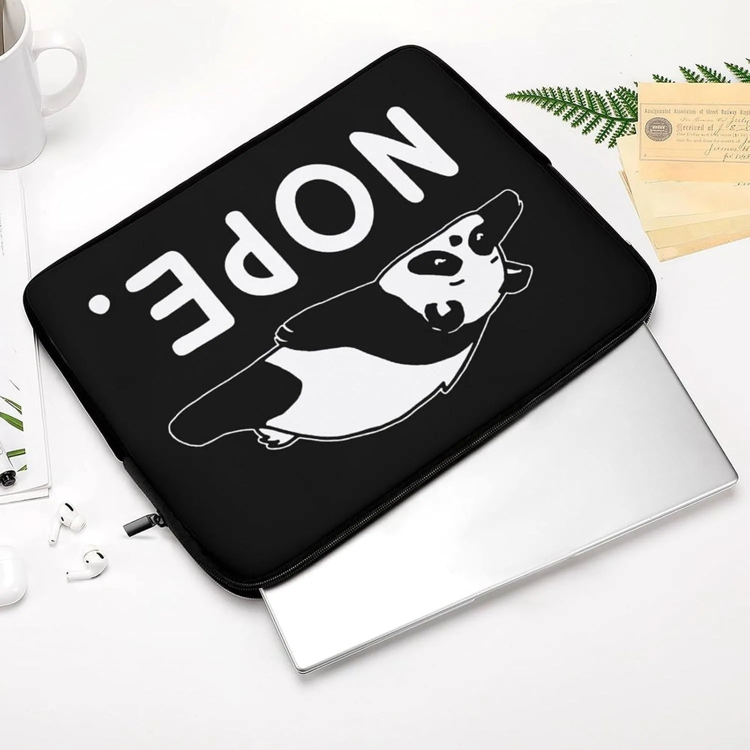 Funny Lazy Panda Personalized Laptop Bag Business Casual Laptop Case Slim Computer Bag Briefcase
