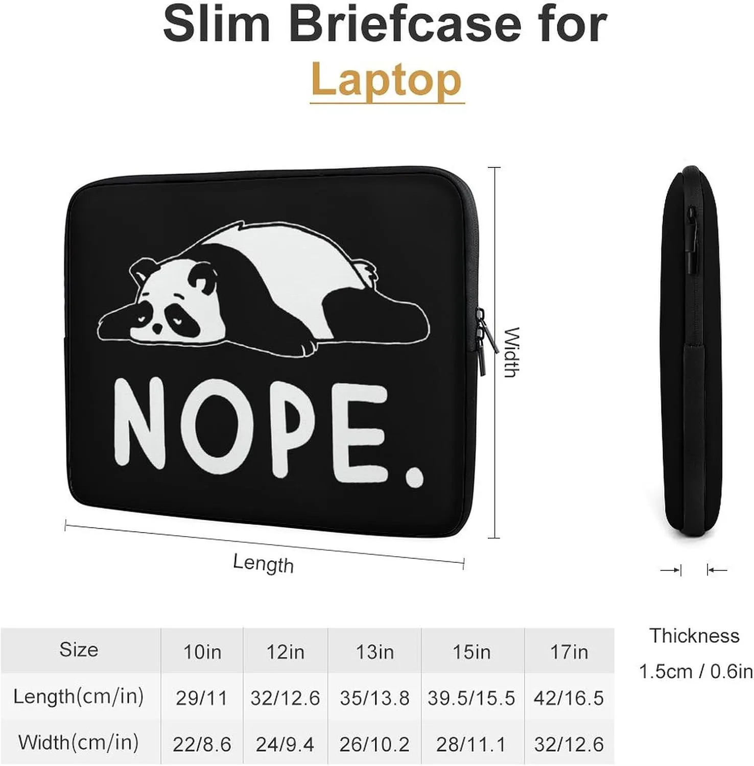 Funny Lazy Panda Personalized Laptop Bag Business Casual Laptop Case Slim Computer Bag Briefcase