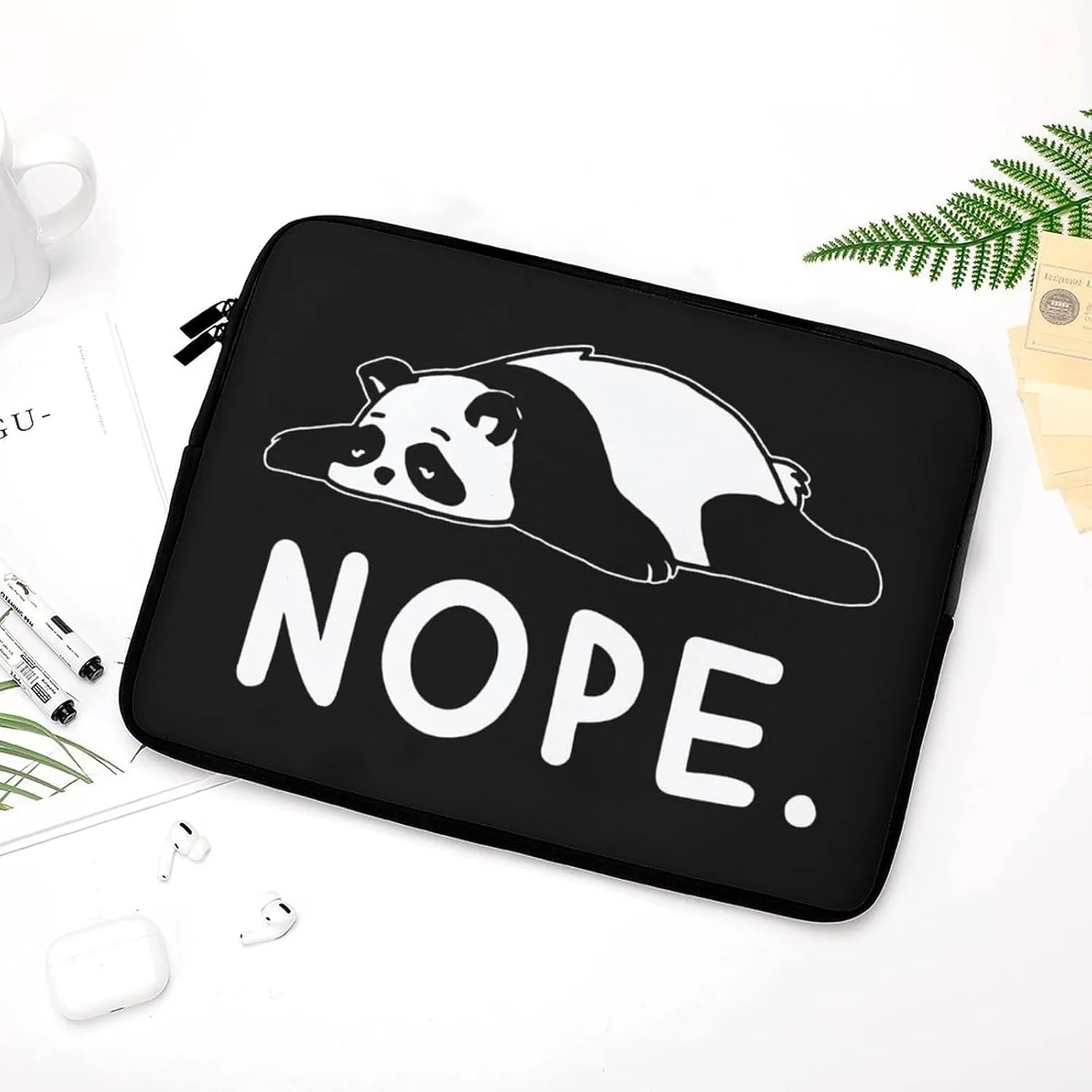 Funny Lazy Panda Personalized Laptop Bag Business Casual Laptop Case Slim Computer Bag Briefcase