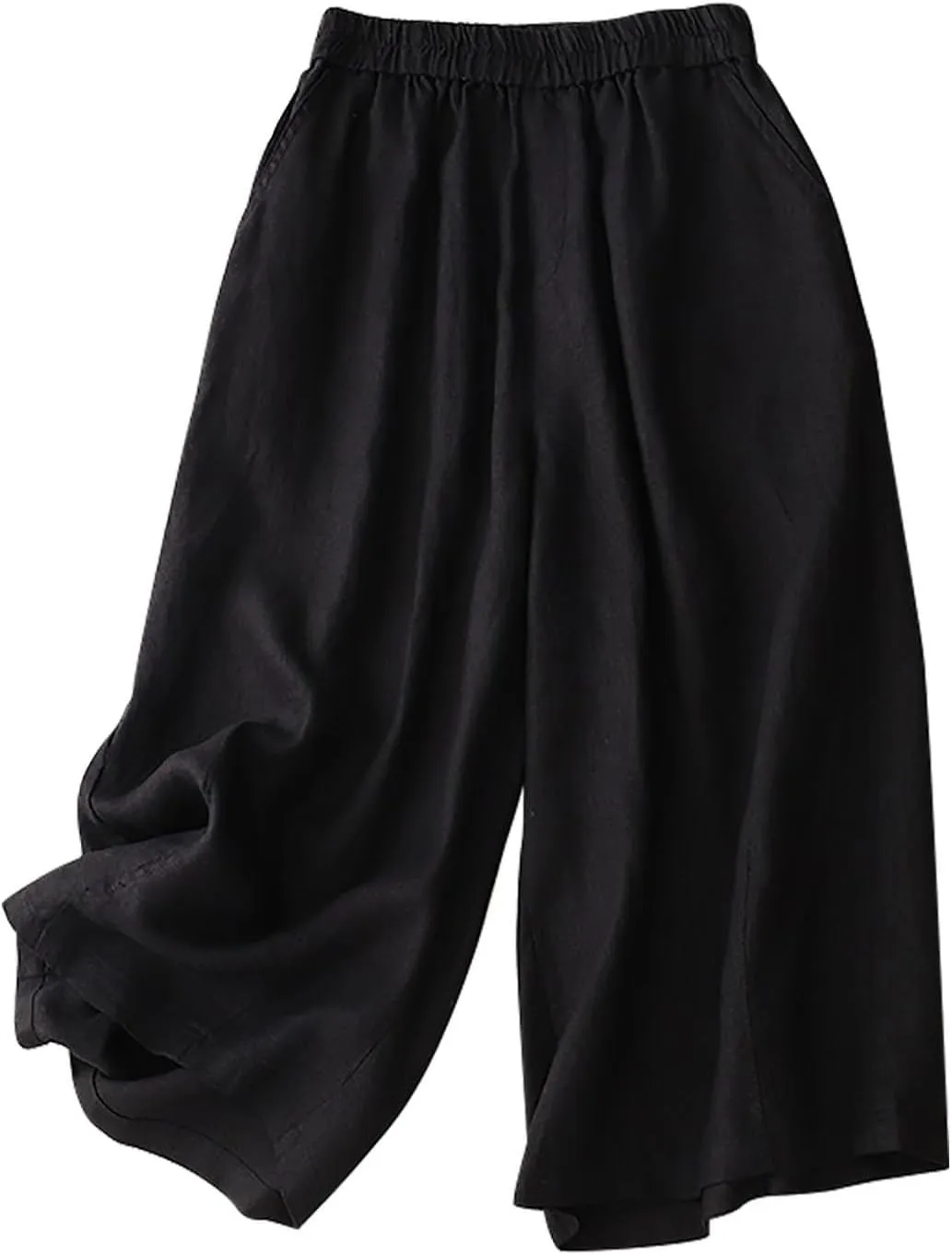 FZYLQY Wide Leg Trousers for Women Summer Cotton Linen Pants Elastic High Waist Comfy Palazzo Pants Casual Baggy Flowy Slacks