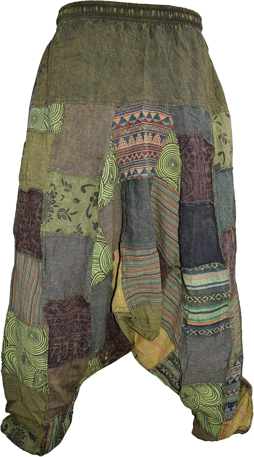 Gheri Mens Patchwork Stone Washed Yoga Bohemian Baggy Printed Harem Pants