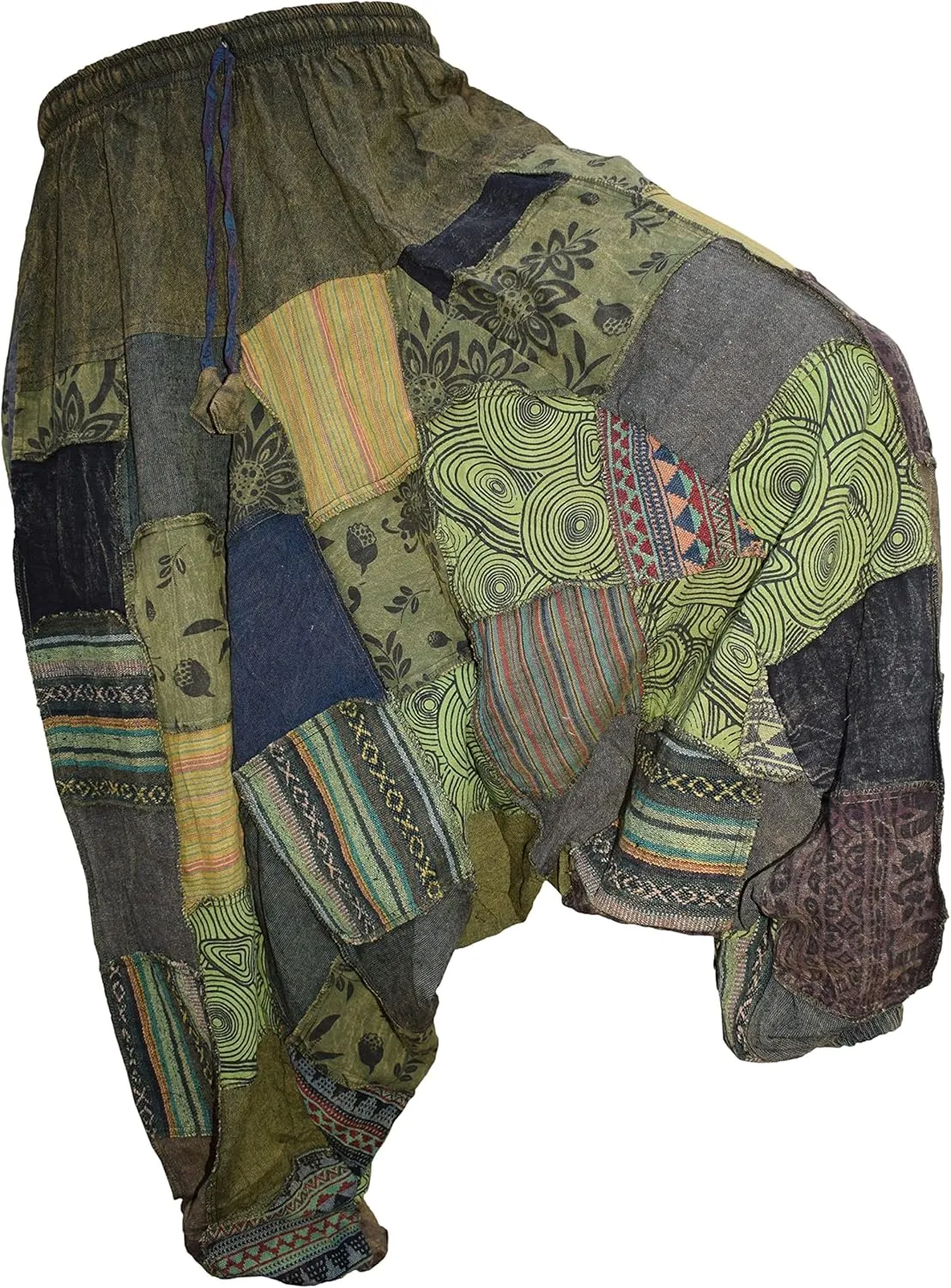 Gheri Mens Patchwork Stone Washed Yoga Bohemian Baggy Printed Harem Pants
