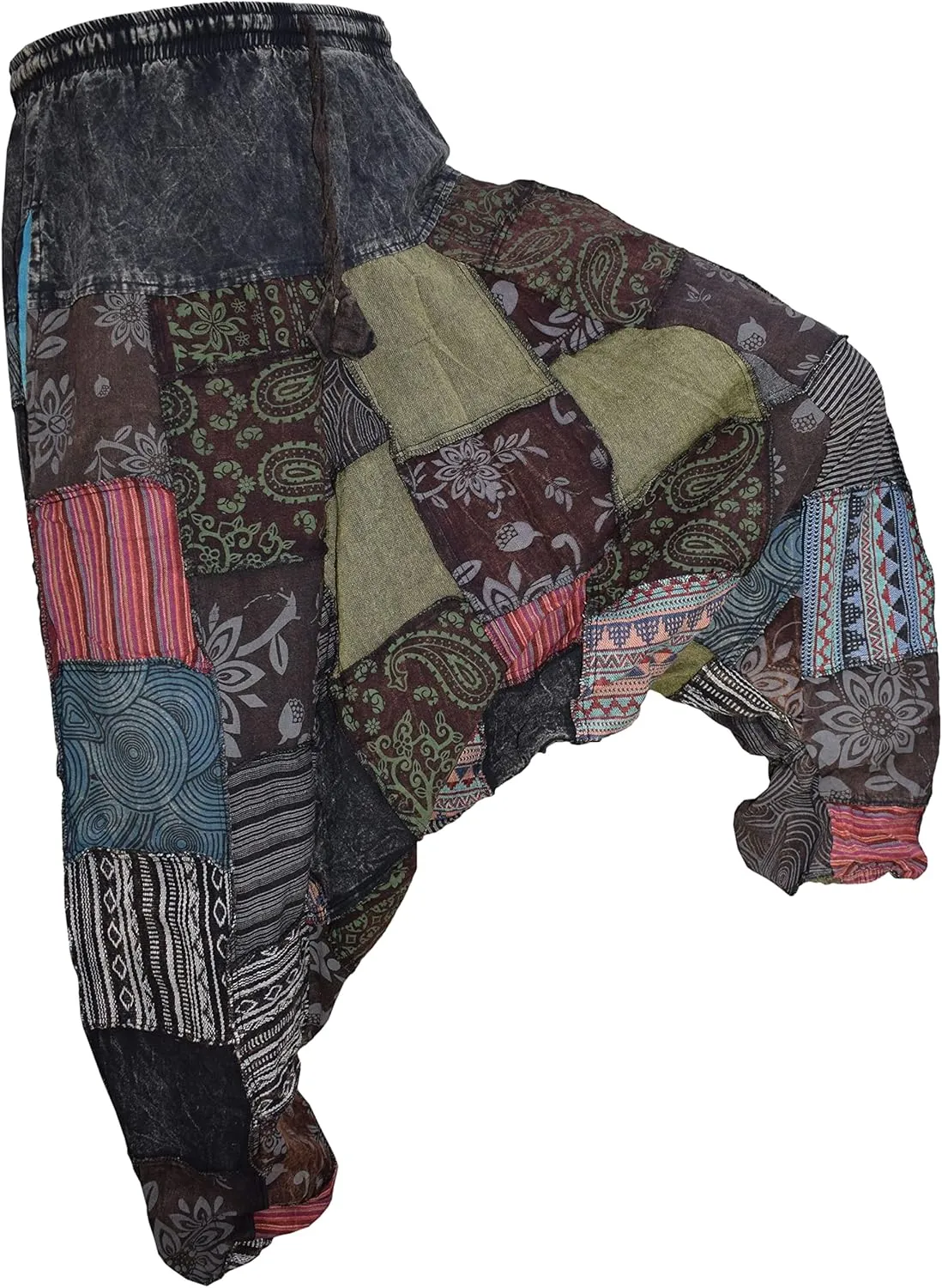 Gheri Mens Patchwork Stone Washed Yoga Bohemian Baggy Printed Harem Pants