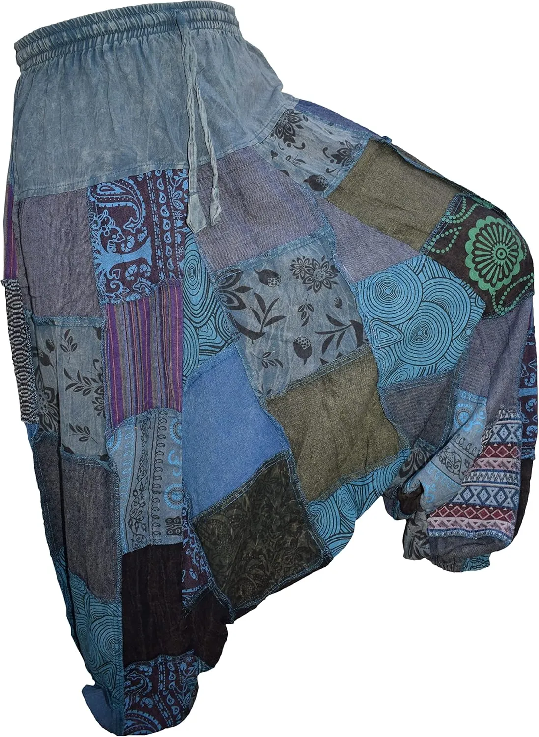 Gheri Mens Patchwork Stone Washed Yoga Bohemian Baggy Printed Harem Pants