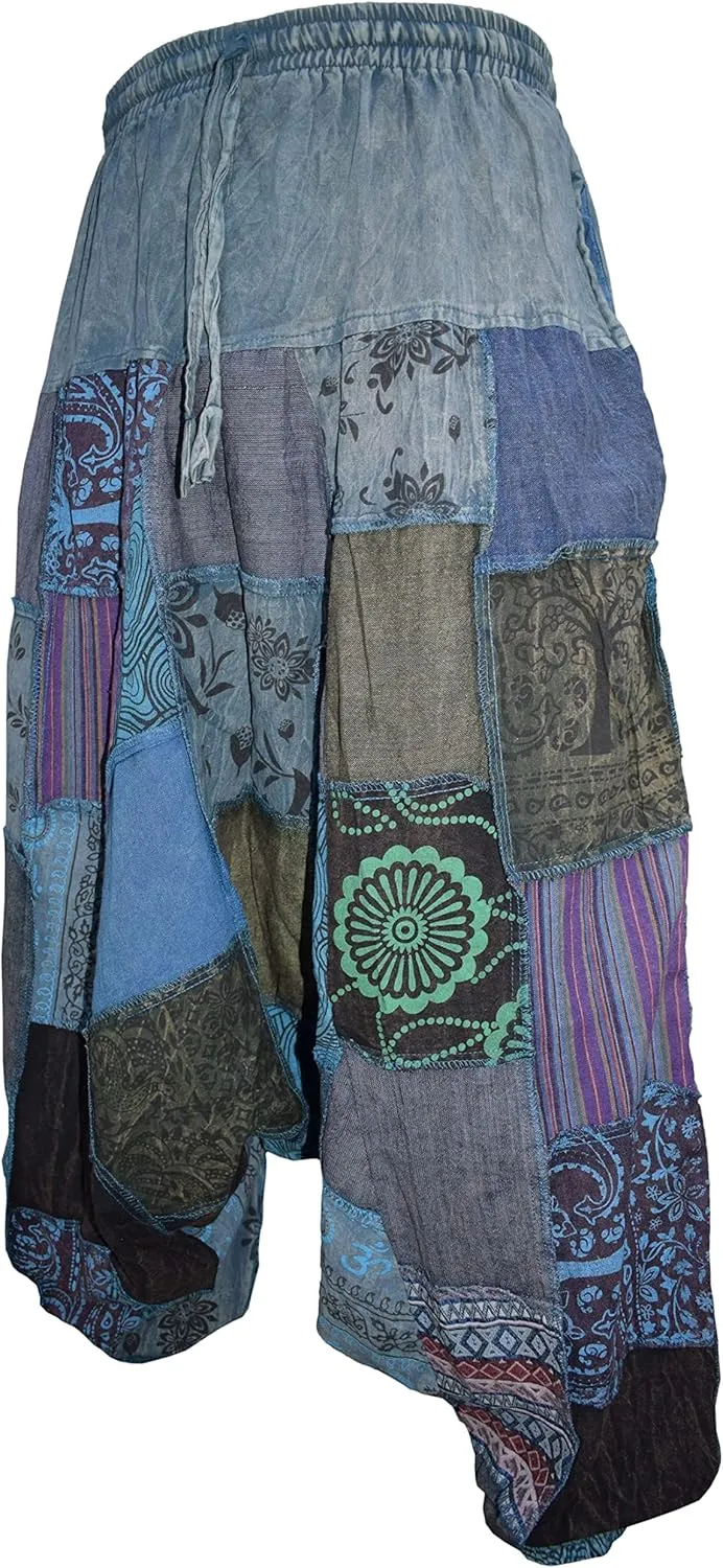 Gheri Mens Patchwork Stone Washed Yoga Bohemian Baggy Printed Harem Pants