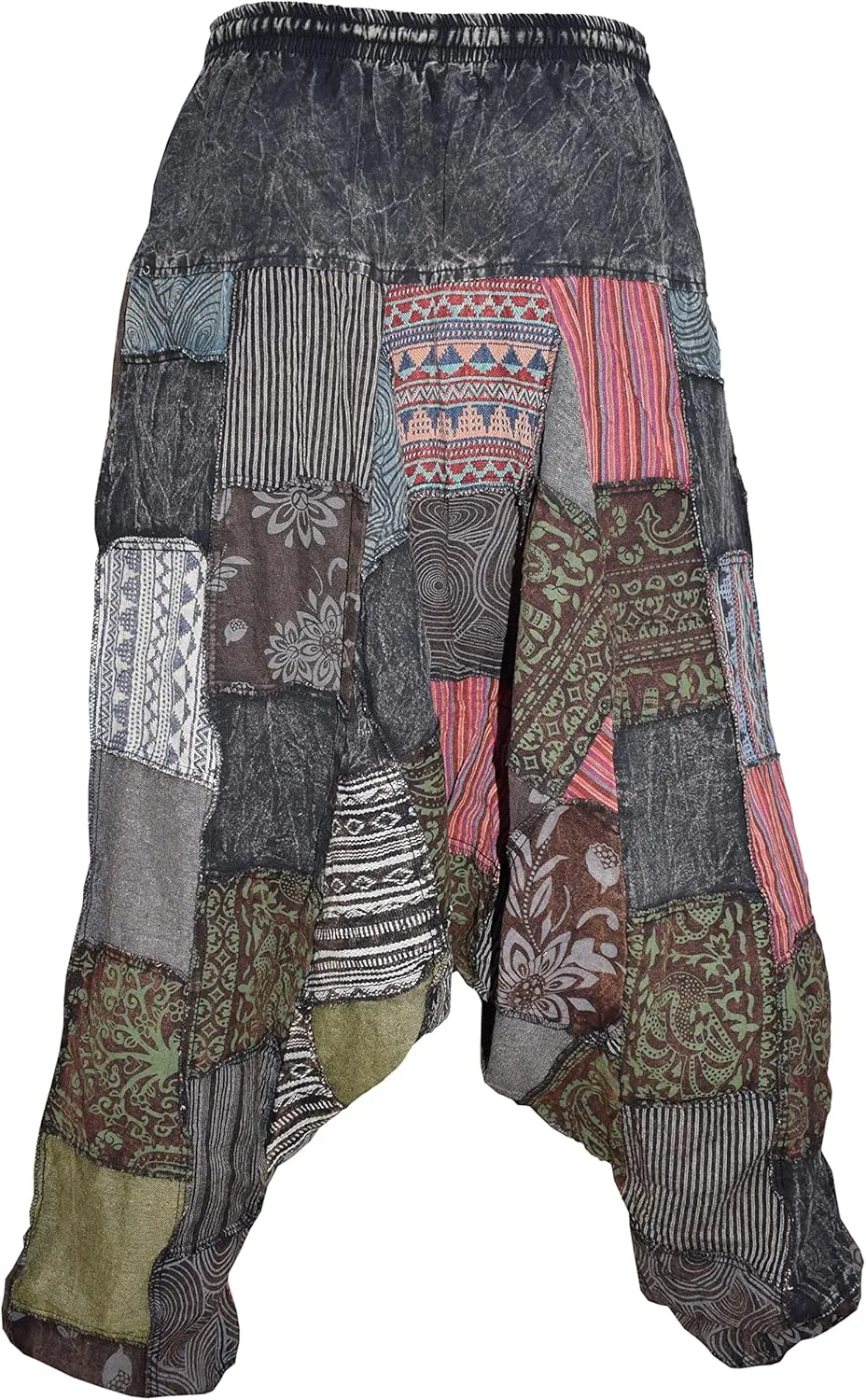 Gheri Mens Patchwork Stone Washed Yoga Bohemian Baggy Printed Harem Pants